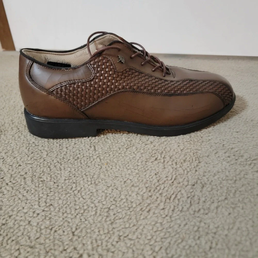 Vintage Arnold Palmer Umbrella Outlast LSC Brown Woven Golf Shoes Size 11.5